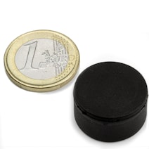 Schijfmagneet met rubber coating Ø 22 mm, dikte 11,4 mm, houdt ca. 7,1 kg