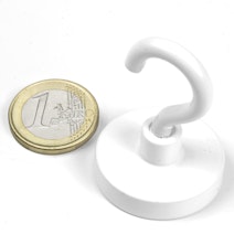 neodymium hook magnet white Ø 32,3 mm, holds approx. 28 kg