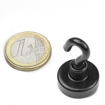 neodymium hook magnet black Ø 20,3 mm, holds approx. 13 kg