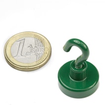 neodymium hook magnet green Ø 20,3 mm, holds approx. 13 kg