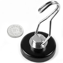 neodymium pot magnet Ø 40.2 mm with rotating hook, holds approx. 22 kg