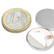 Disc magnet self-adhesive Ø 22 mm, height 2 mm, holds approx. 2,5 kg