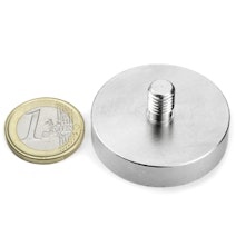 Neodymium pot magnet Ø 40 mm with threaded stud, holds approx. 45 kg