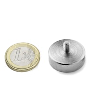 Neodymium pot magnet Ø 25 mm with threaded stud, holds approx. 25 kg