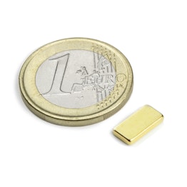 Q-10-05-1.5-G Block magnet 10 x 5 x 1,5 mm, holds approx. 980 g, neodymium, N50, gold-plated