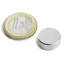 Scheibenmagnet Ø 15 mm, Höhe 5 mm, hält ca. 4,5 kg