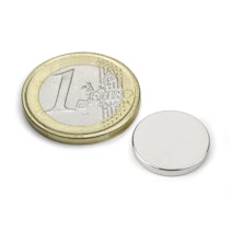 Disc magnet Ø 15 mm, height 2 mm, holds approx. 1,9 kg