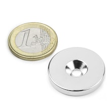 Scheibenmagnet Ø 27 mm, Höhe 4 mm, hält ca. 8 kg