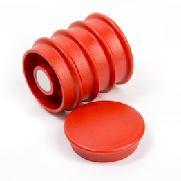 Office magnets 'Boston Xtra' round holds approx. 1,5 kg, noticeboard magnets neodymium, Ø 32,6 mm, set of 5, red