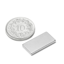 Parallélépipède magnétique 20 x 10 x 2 mm, tient env. 2.1 kg