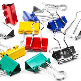 Binder clips “mauly” 19 mm metal, set of 12, 2 of each white, yellow, red, blue, green, silver