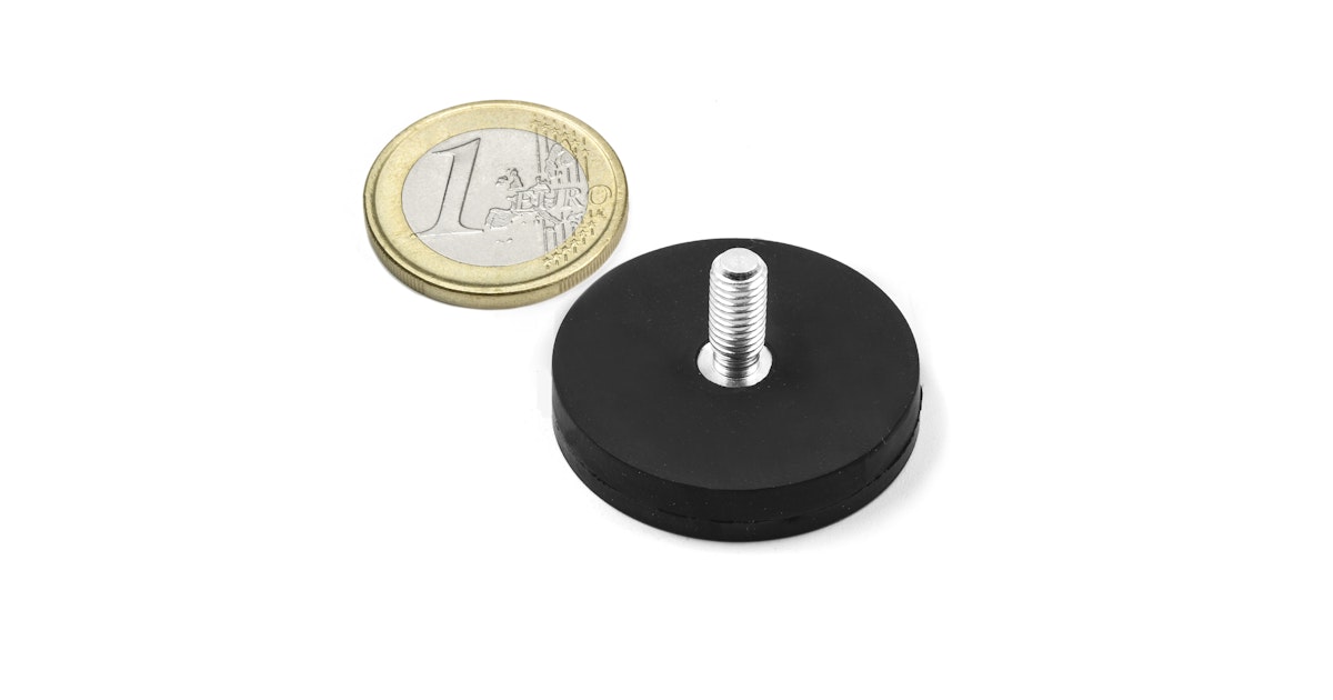 Rubber Coated Pot Magnet With Threaded Stud M5 O 31 Mm Supermagnete De