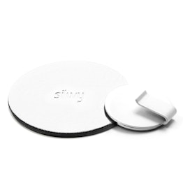 silwy Metal-Nano-Gel-Pad Ø 6,5 cm with hook magnet 'Clever' self-adhering surface for magnets, with synthetic leather coating and white hook magnet, reusable, set, white