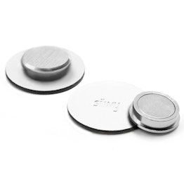 silwy Metal-Nano-Gel-Pads Ø 5,0 cm with magnets 'Smart' self-adhering surfaces for magnets, with synthetic leather coating and silver-coloured magnets, reusable, set of 2, white