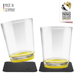 silwy magnetic drinking cups set of 2 2 magnetic tumblers made of plastic, 2 metal-nano-gel-pads, Oh Yellow