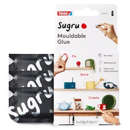 Sugru pacco da 3 colla modellabile, nera, confezioni da 3,5 g ciascuna