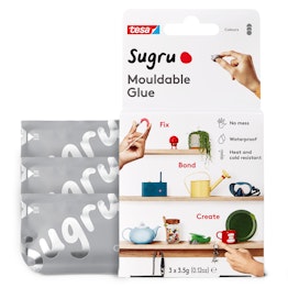 Sugru pacco da 3 colla modellabile, grigia, confezioni da 3,5 g ciascuna