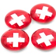 Glass magnets 'Swiss Cross'  fridge magnets with Swiss cross, set of 4