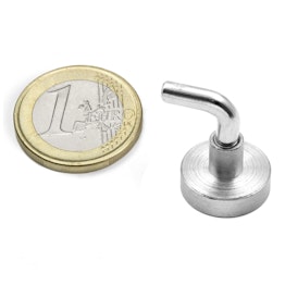 BD-FTN-LHK-16 Neodymium potmagneet Ø 16 mm met L-haak (haakmagneet), houdt ca. 8 kg, schroefdraad M4