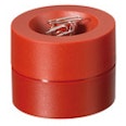 Paper clip dispenser magnetic  paper clip holder with strong magnet in the centre, plastic, red