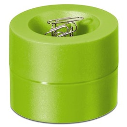 Paper clip dispenser magnetic paper clip holder with strong magnet in the centre, plastic, light green